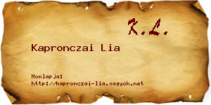 Kapronczai Lia névjegykártya